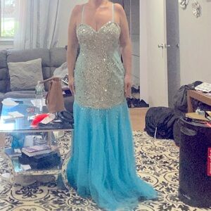 Beautiful turquoise beaded gown